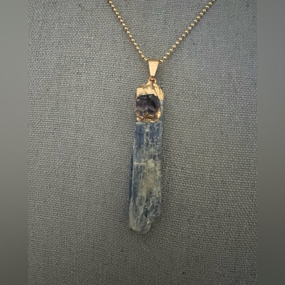 New GF Kyanite and Genuine Amethyst Pendant Necklace